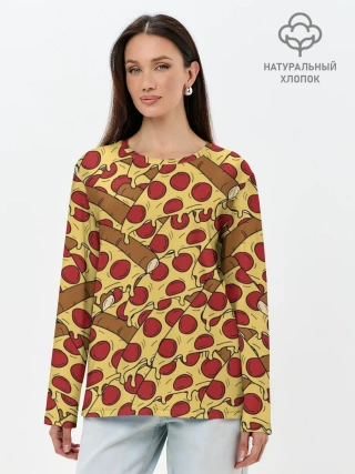 Лонгслив женский. Хлопок / Pizza