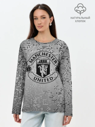 Лонгслив женский. Хлопок / Манчестер Юнайтед Pixels