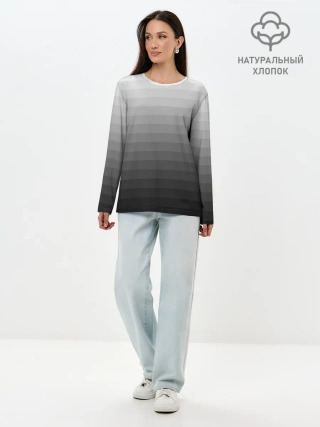 Лонгслив женский. Хлопок / Серые полосы