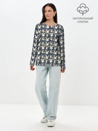 Лонгслив женский. Хлопок / Зайцы