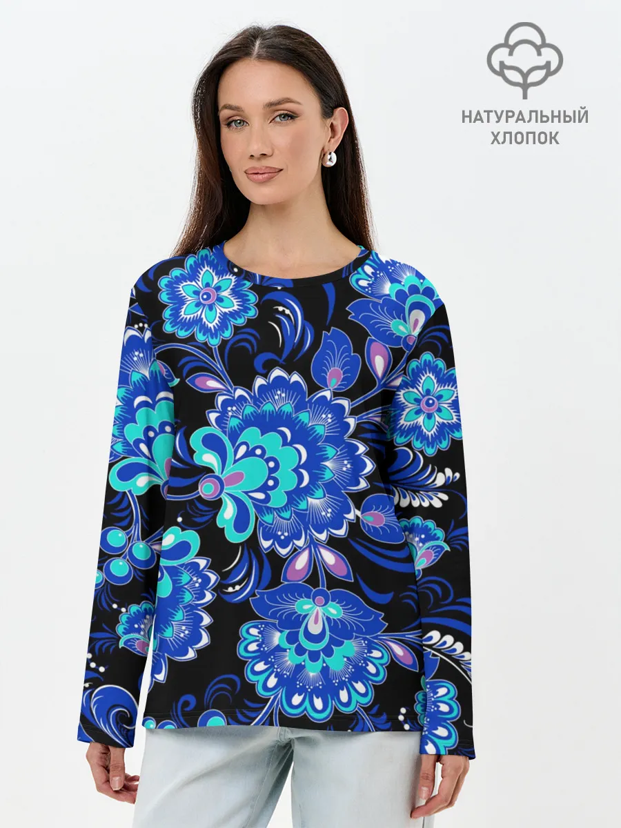 Лонгслив женский. Хлопок / Хохлома