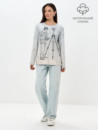 Лонгслив женский. Хлопок / Парень с контроллером