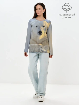 Лонгслив женский. Хлопок / Медведь