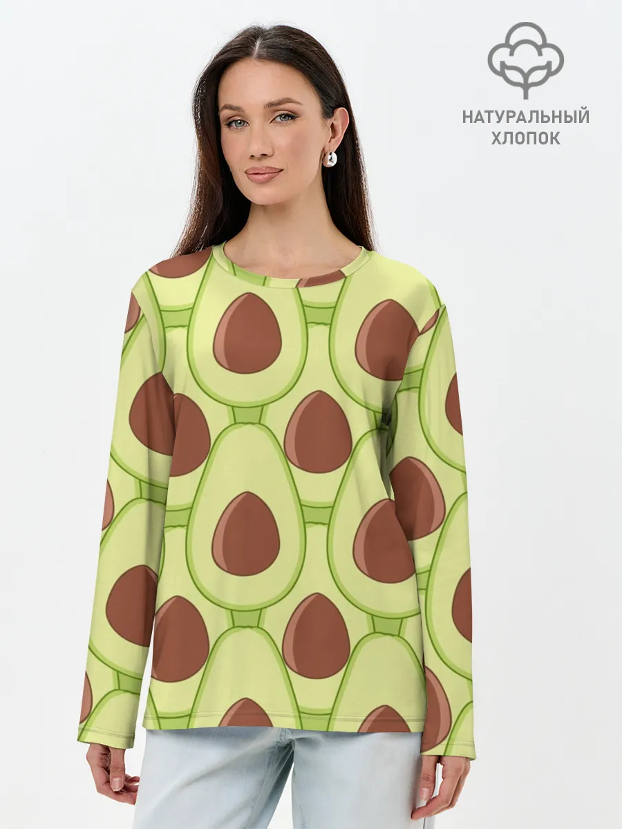 Лонгслив женский. Хлопок / Авокадо