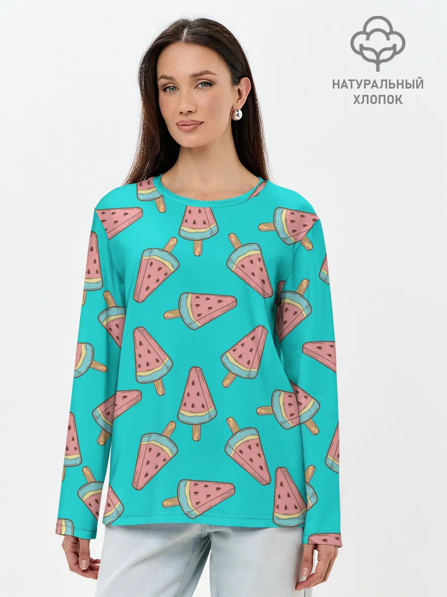 Лонгслив женский. Хлопок / Ice cream Watermelon