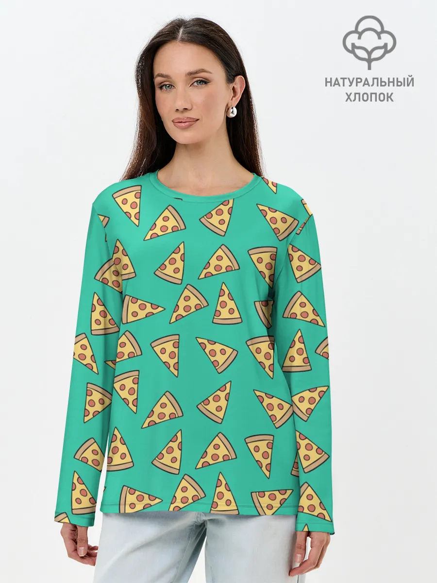 Лонгслив женский. Хлопок / Pizza