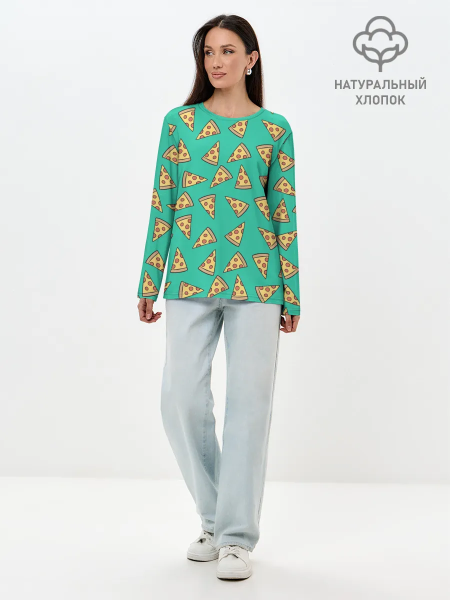 Лонгслив женский. Хлопок / Pizza