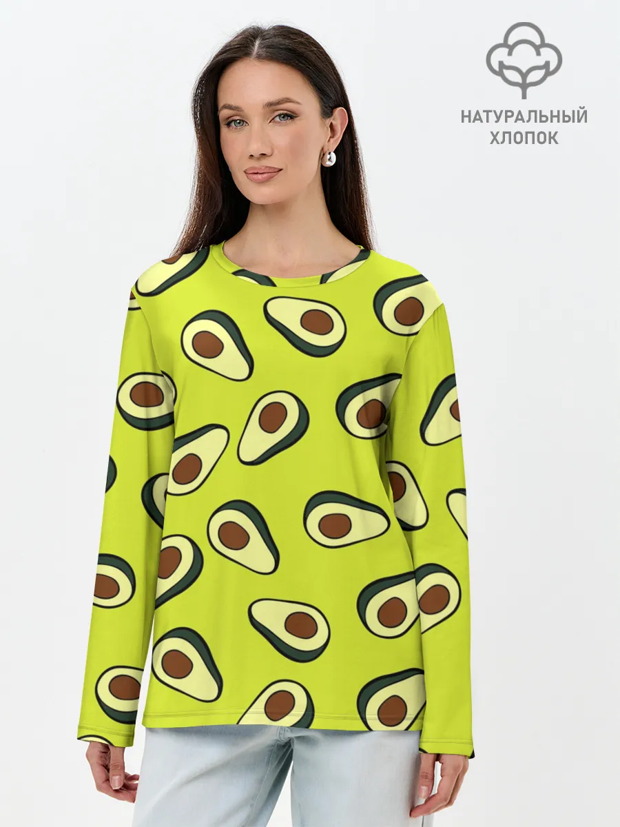 Лонгслив женский. Хлопок / Авокадо
