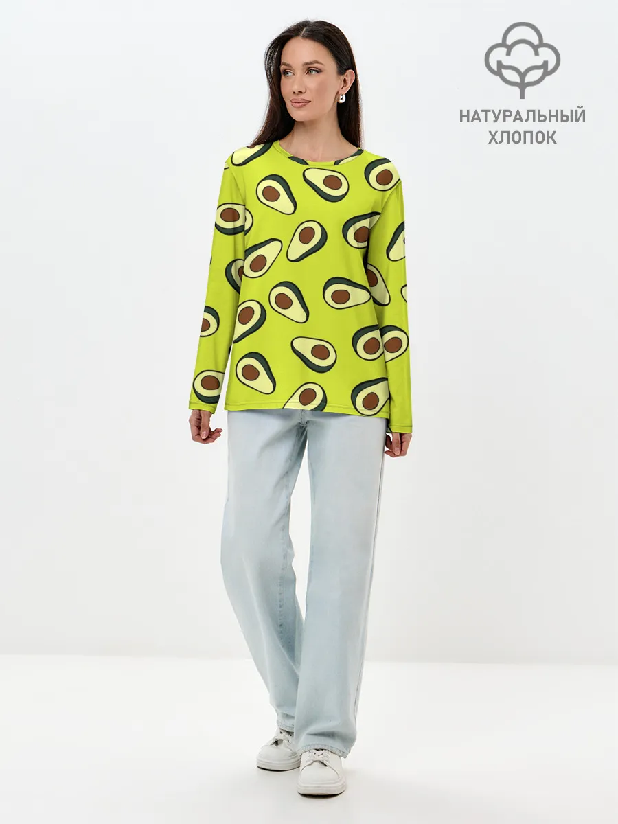 Лонгслив женский. Хлопок / Авокадо