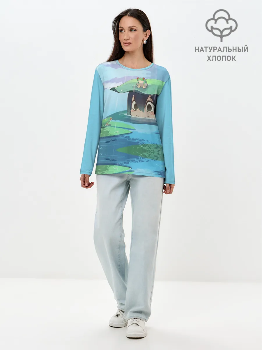 Лонгслив женский. Хлопок / Тсую Асуи прячется под водой