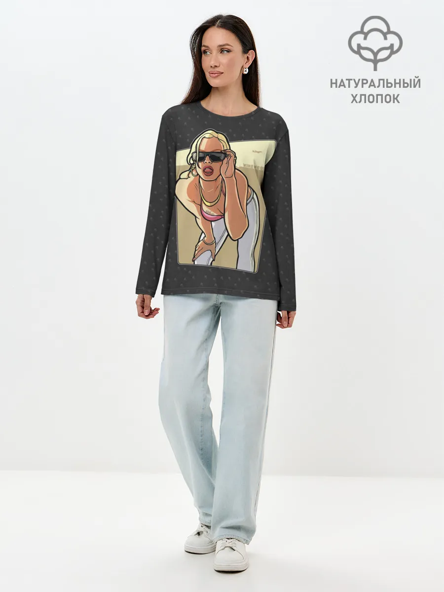 Лонгслив женский. Хлопок / GTA SA - Девушка в очках