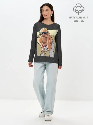 Лонгслив женский. Хлопок / GTA SA - Девушка в очках