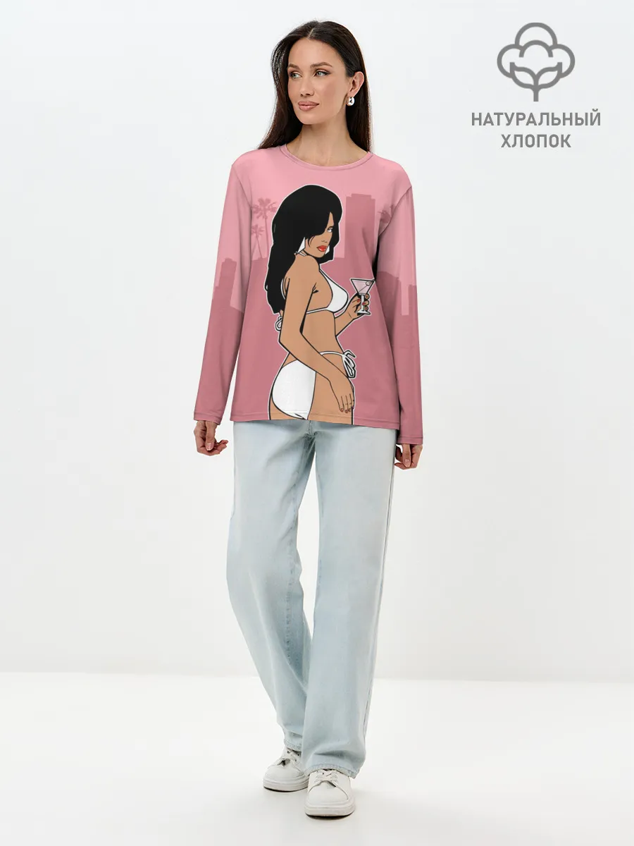 Лонгслив женский. Хлопок / GTA VC - Девушка с мартини