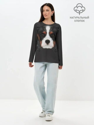 Лонгслив женский. Хлопок / Cavalier King Charles