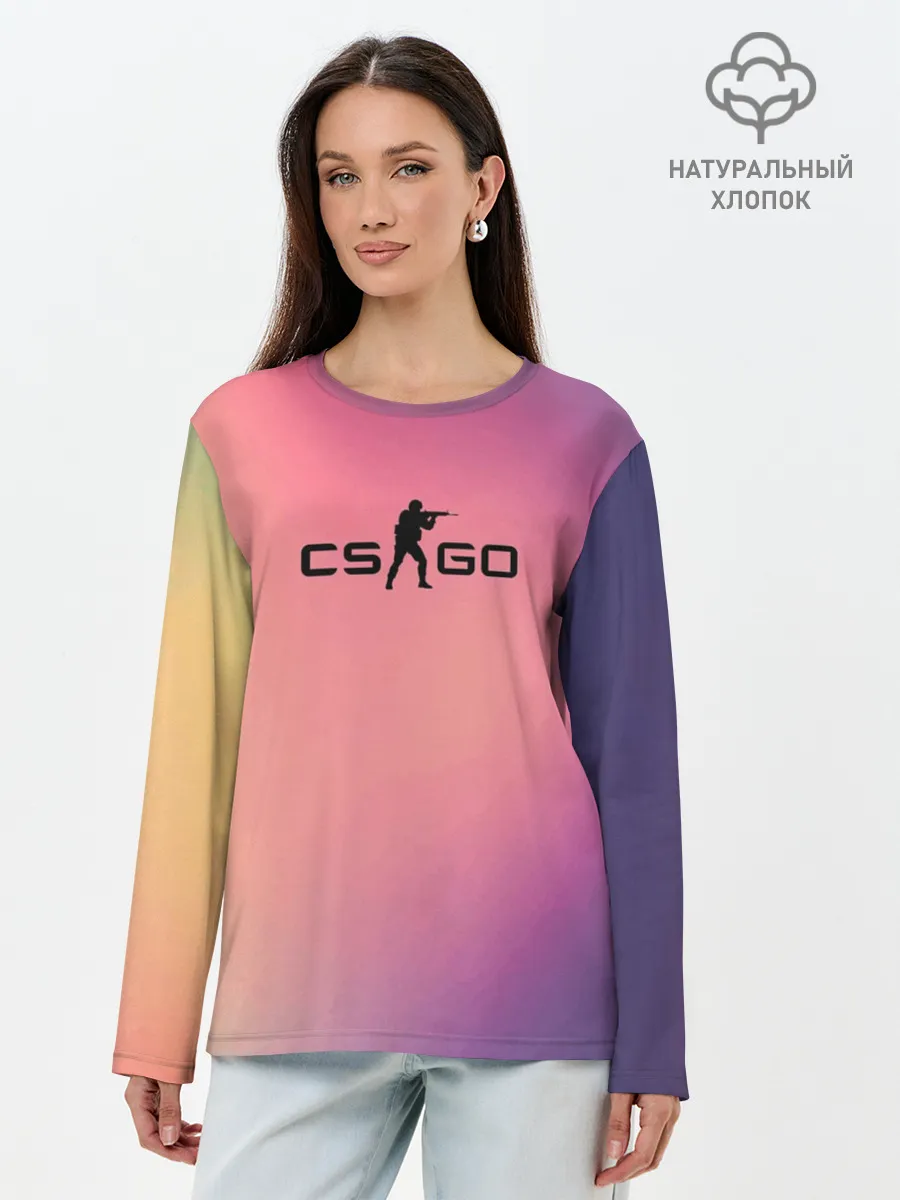 Лонгслив женский. Хлопок / CsGo Градиент