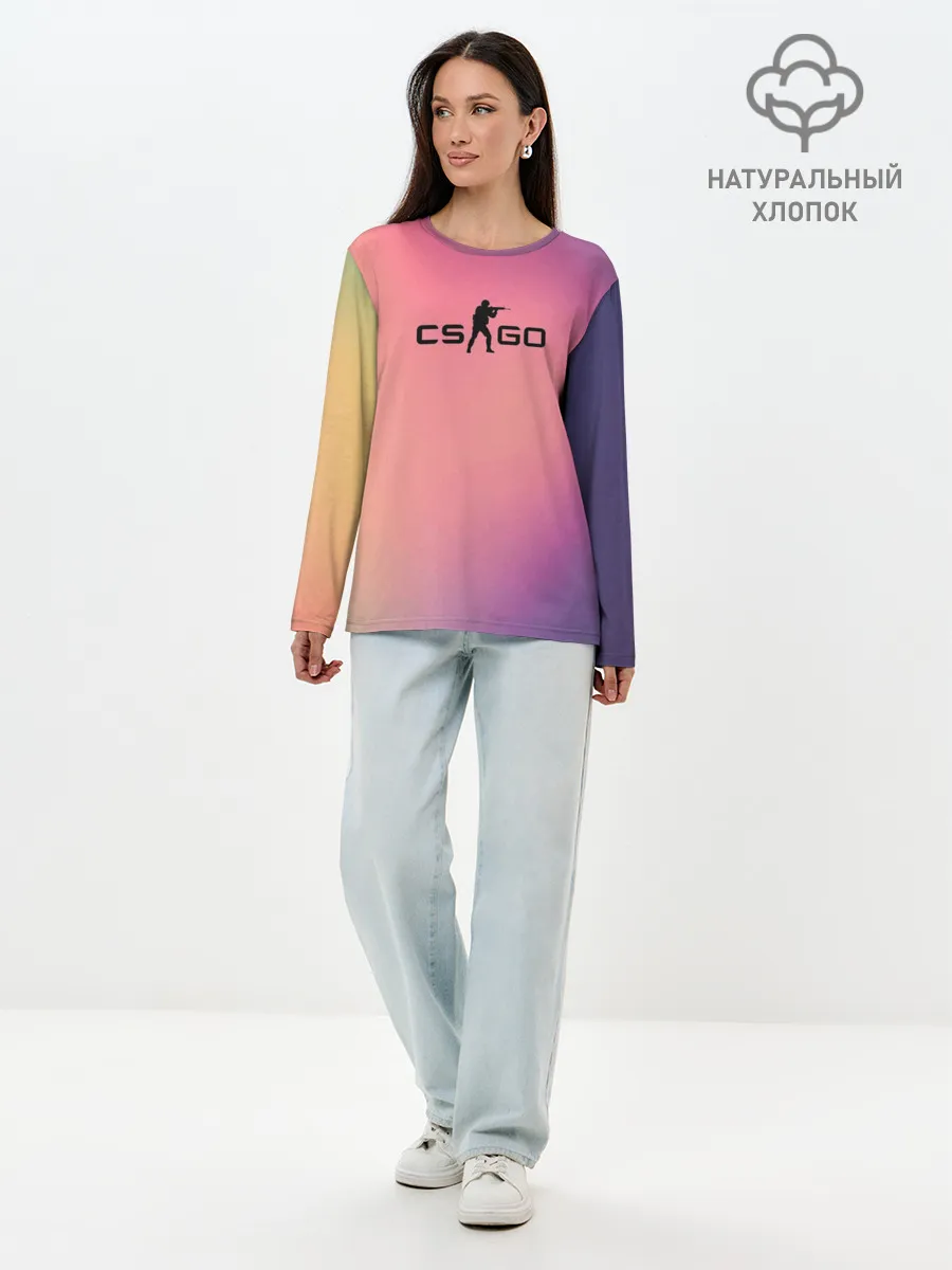 Лонгслив женский. Хлопок / CsGo Градиент