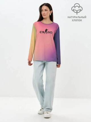 Лонгслив женский. Хлопок / CsGo Градиент