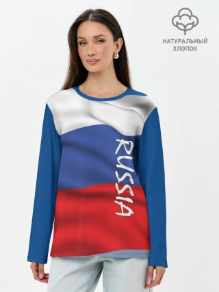 Лонгслив женский. Хлопок / ФЛАГ РОССИИ.