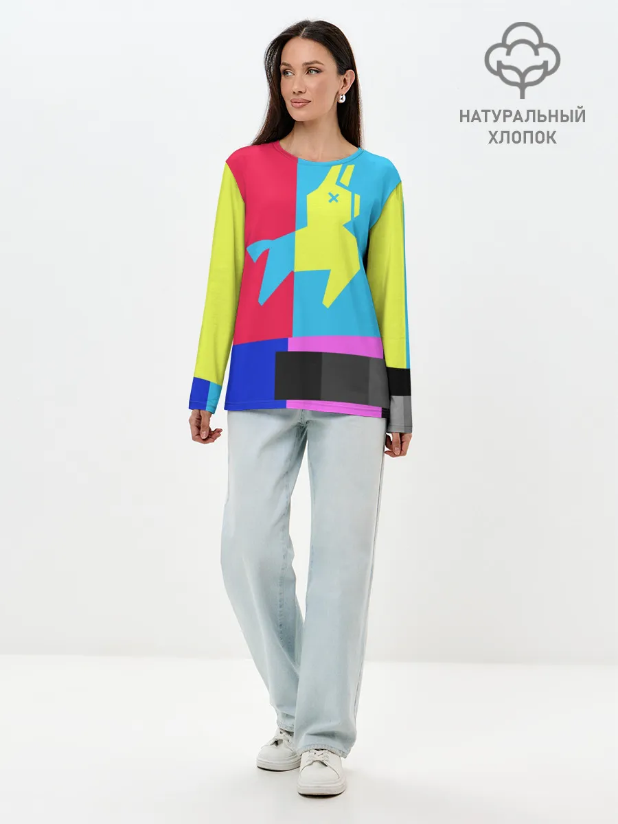 Лонгслив женский. Хлопок / Лама Фортнайт