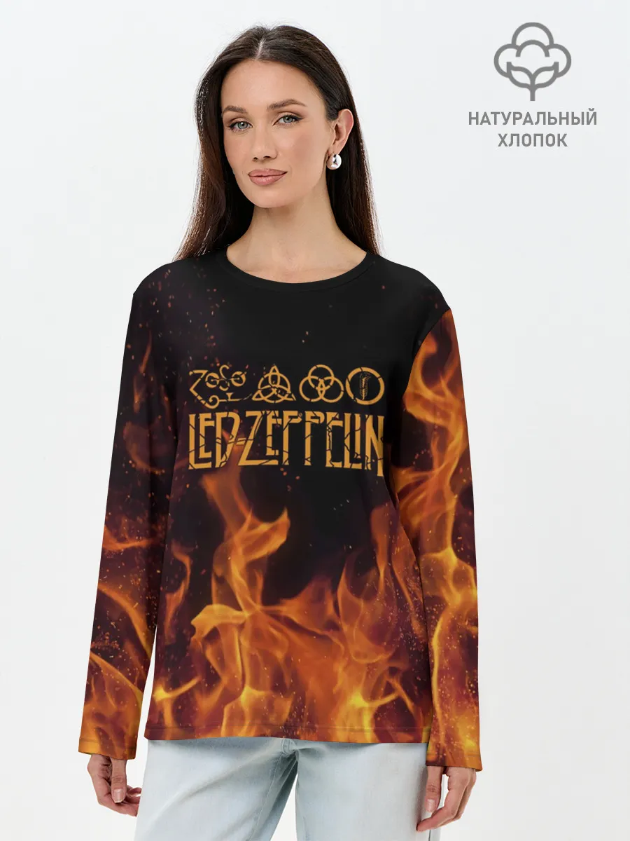 Лонгслив женский. Хлопок / led zeppelin