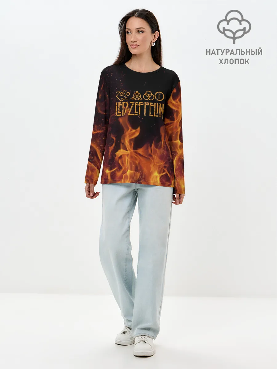 Лонгслив женский. Хлопок / led zeppelin