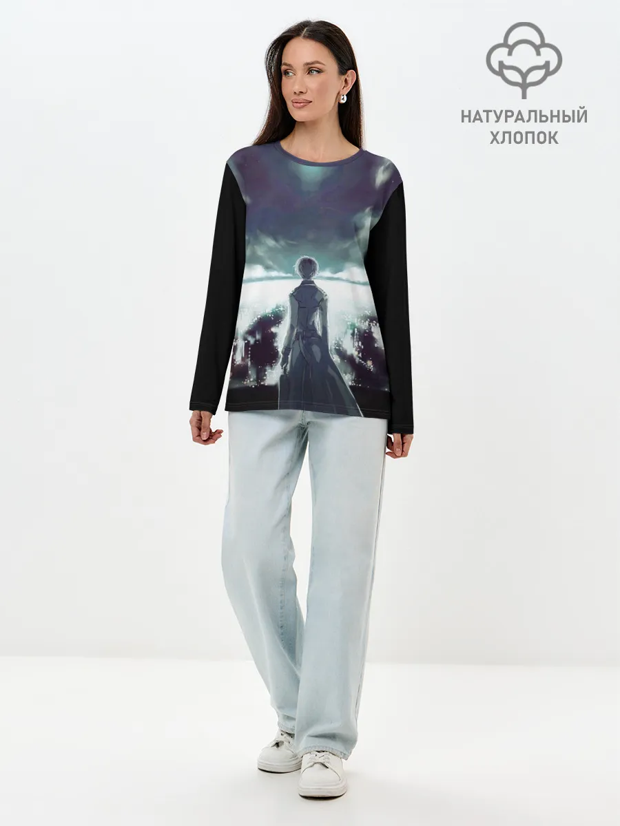 Лонгслив женский. Хлопок / Ken Kaneki смотрит в даль