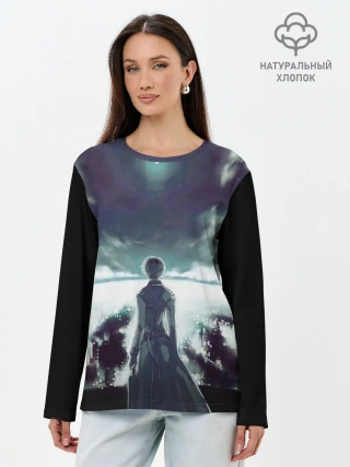 Лонгслив женский. Хлопок / Ken Kaneki смотрит в даль