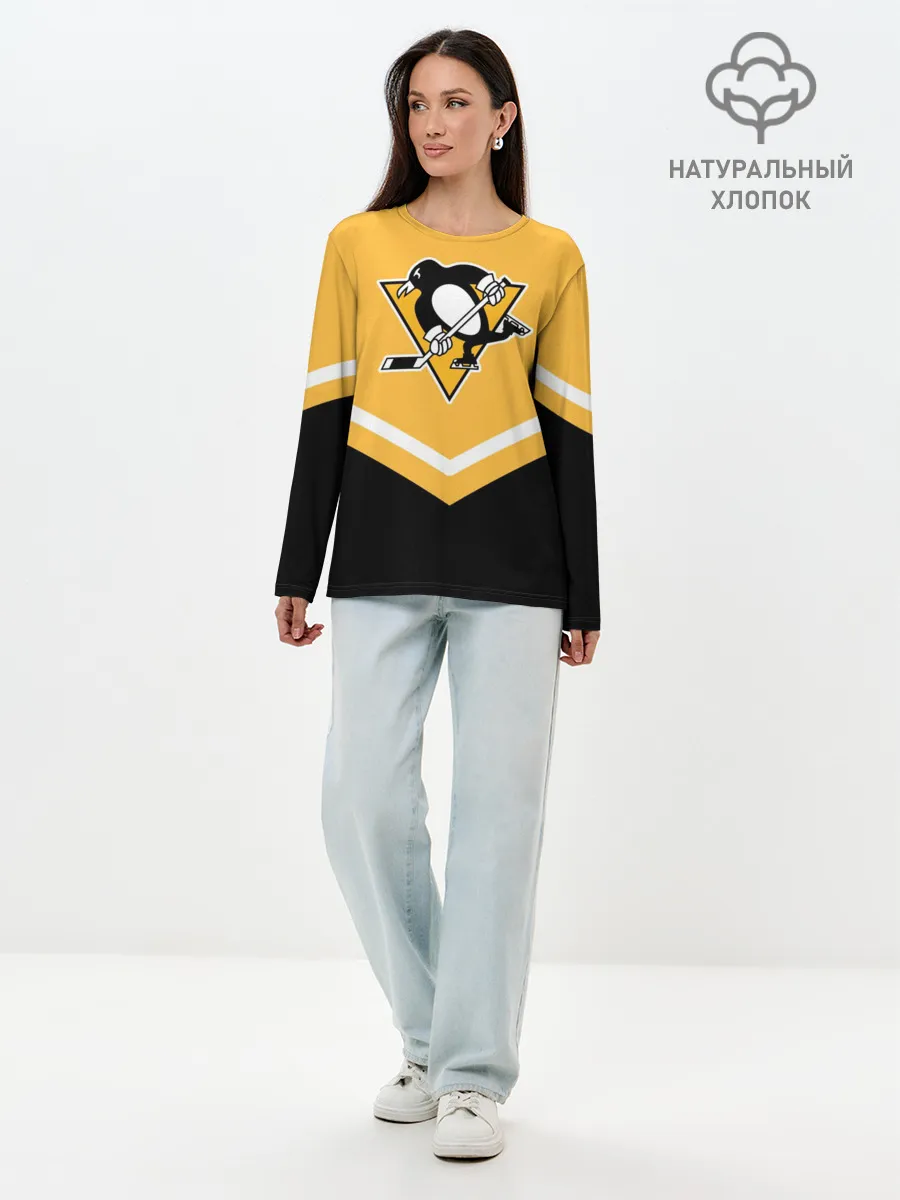 Лонгслив женский. Хлопок / Pittsburgh Penguins