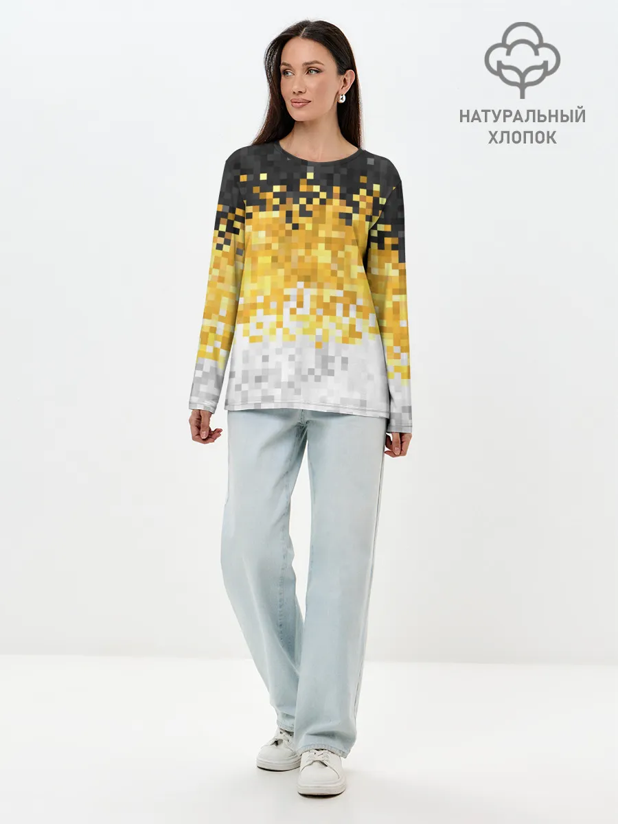 Лонгслив женский. Хлопок / 1858 Имперский флаг пикселами