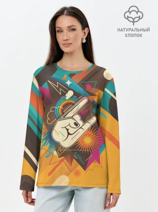 Лонгслив женский. Хлопок / Распальцовка music