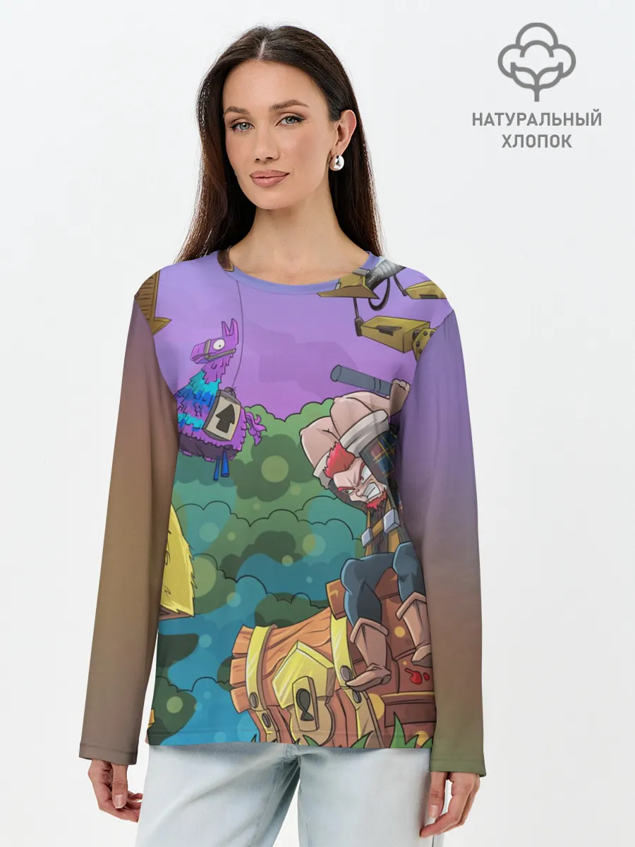 Лонгслив женский. Хлопок / Fortnite