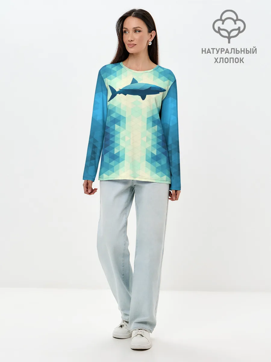 Лонгслив женский. Хлопок / Акула