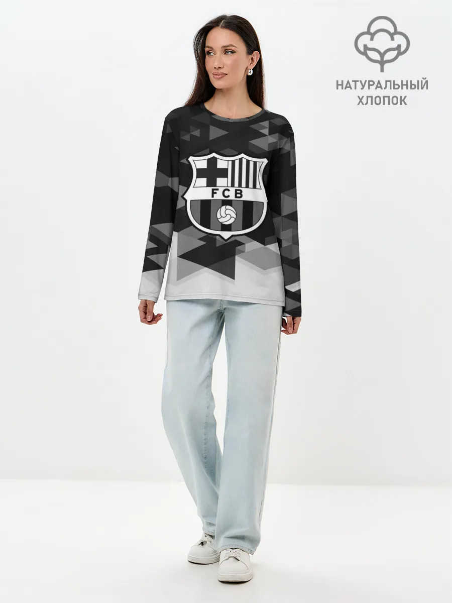 Лонгслив женский. Хлопок / FC Barcelona sport geometry
