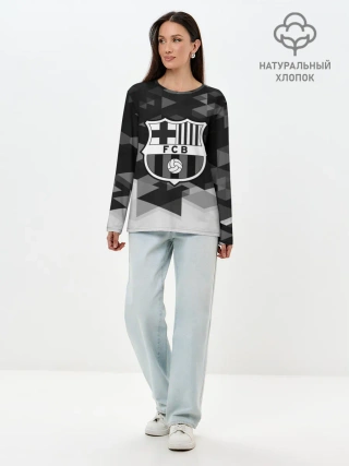 Лонгслив женский. Хлопок / FC Barcelona sport geometry