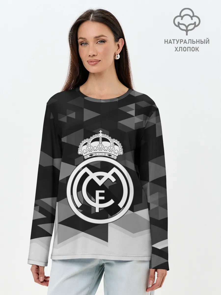 Лонгслив женский. Хлопок / FC Real Madrid sport geometry