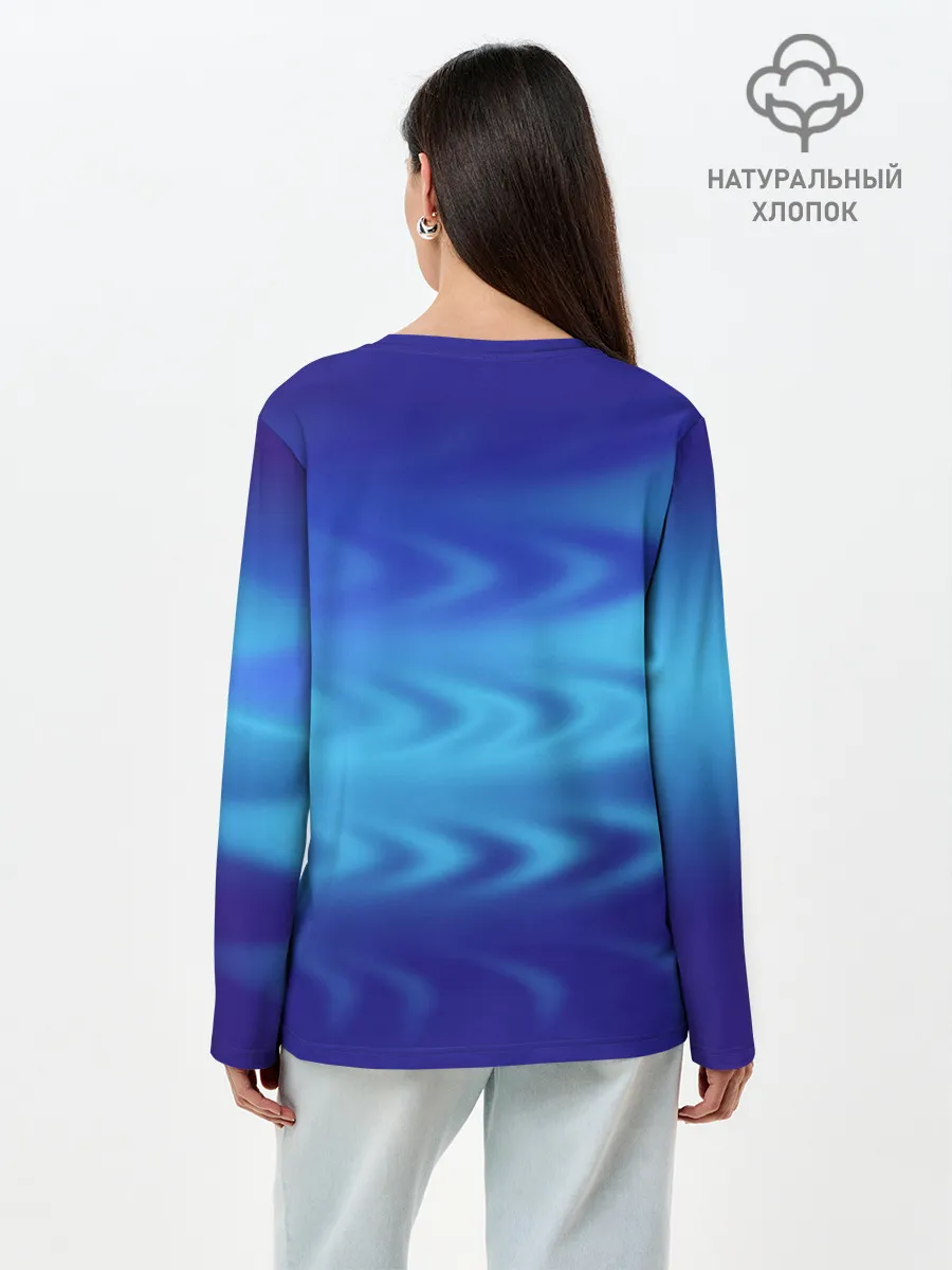 Лонгслив женский. Хлопок / Цвет настроения синий