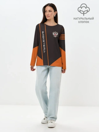 Лонгслив женский. Хлопок / Баскетбол