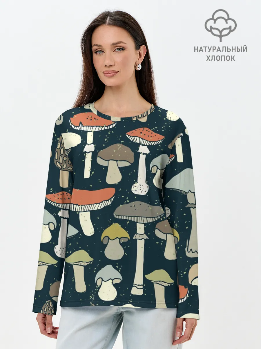 Лонгслив женский. Хлопок / Загадочный лес