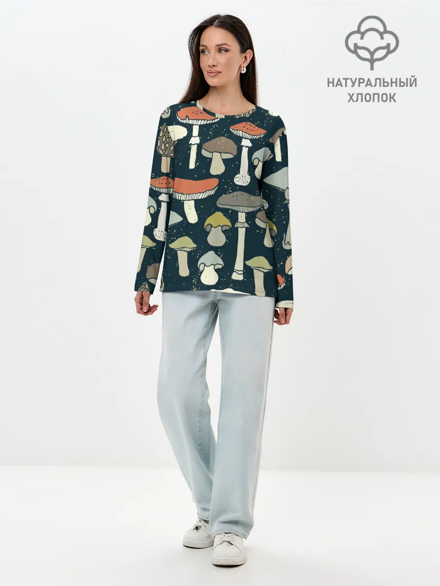 Лонгслив женский. Хлопок / Загадочный лес