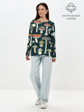 Лонгслив женский. Хлопок / Загадочный лес