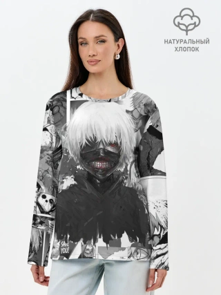 Лонгслив женский. Хлопок / Токийский гуль манга