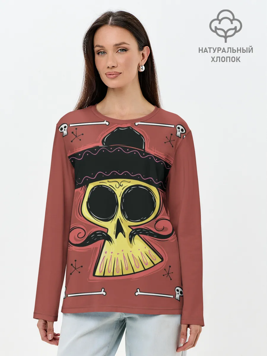 Лонгслив женский. Хлопок / Dia de los Muertos