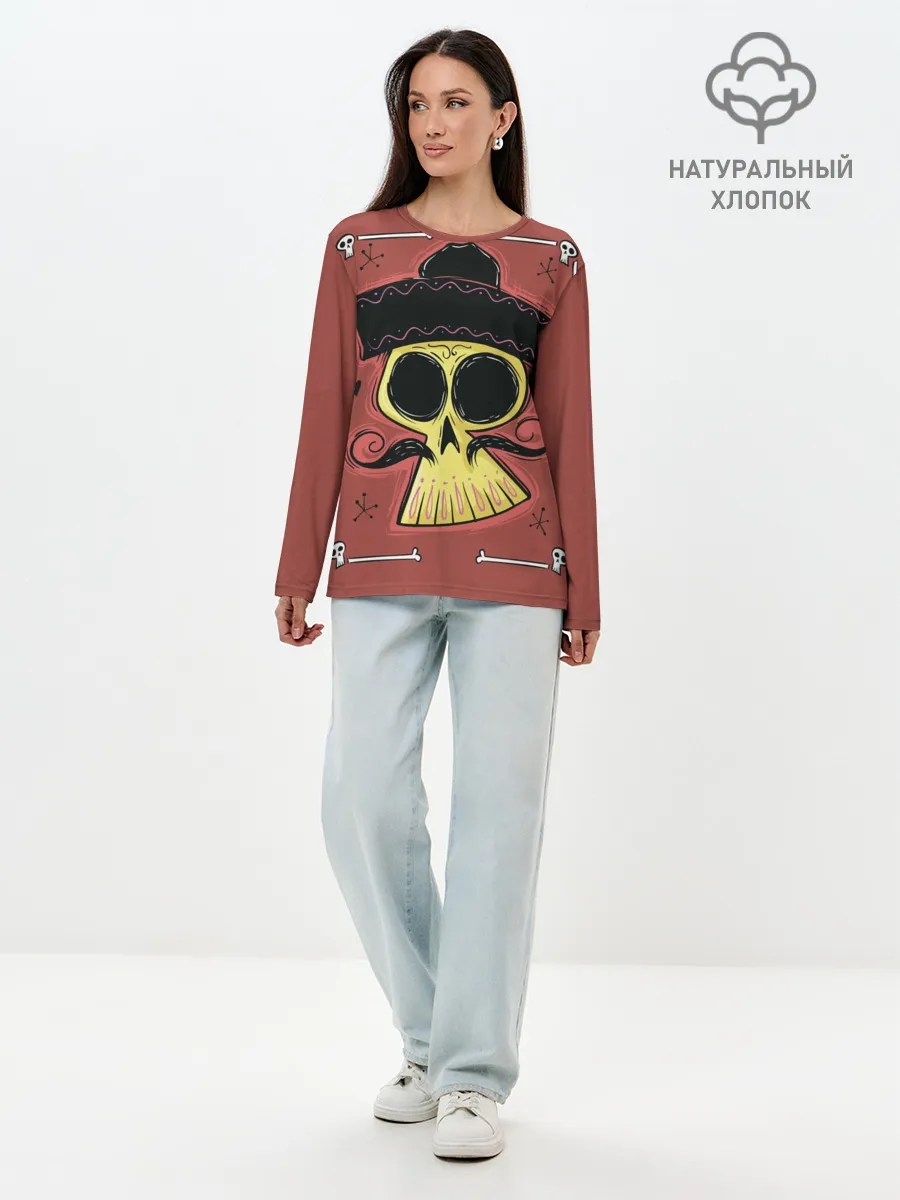 Лонгслив женский. Хлопок / Dia de los Muertos