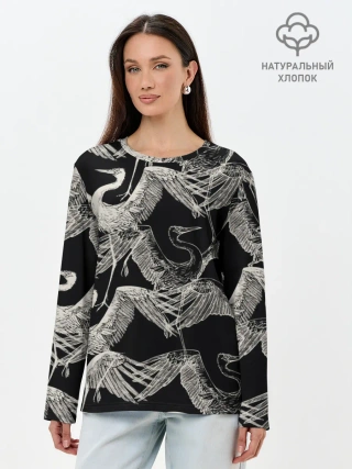Лонгслив женский. Хлопок / Белые Птицы