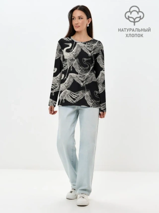 Лонгслив женский. Хлопок / Белые Птицы