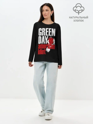 Лонгслив женский. Хлопок / Green Day American Idiot