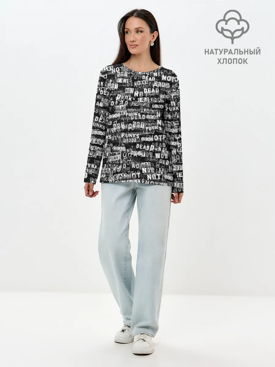 Лонгслив женский. Хлопок / Punks no dead
