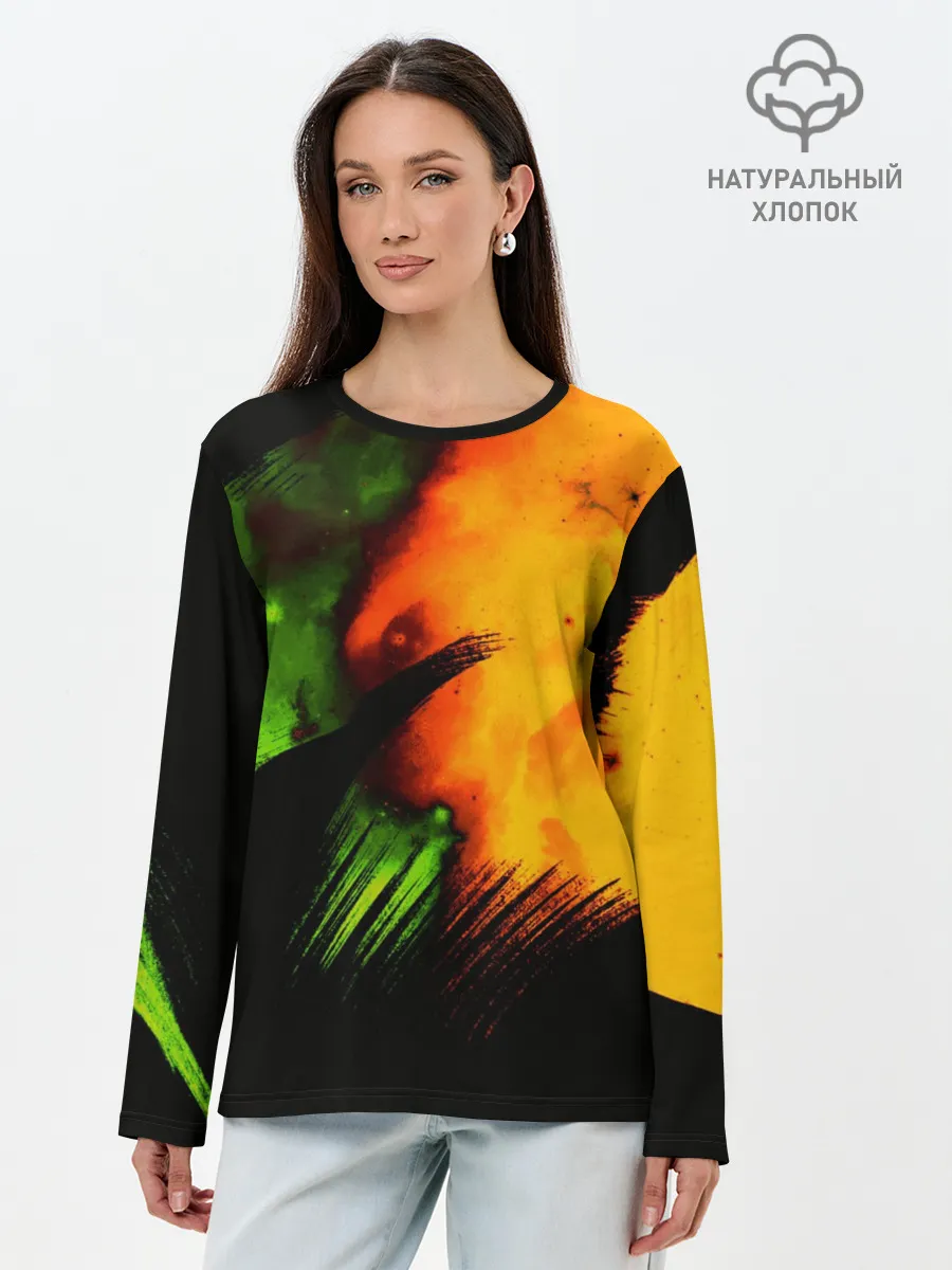 Лонгслив женский. Хлопок / Космос