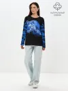 Лонгслив женский. Хлопок / Синий тигр