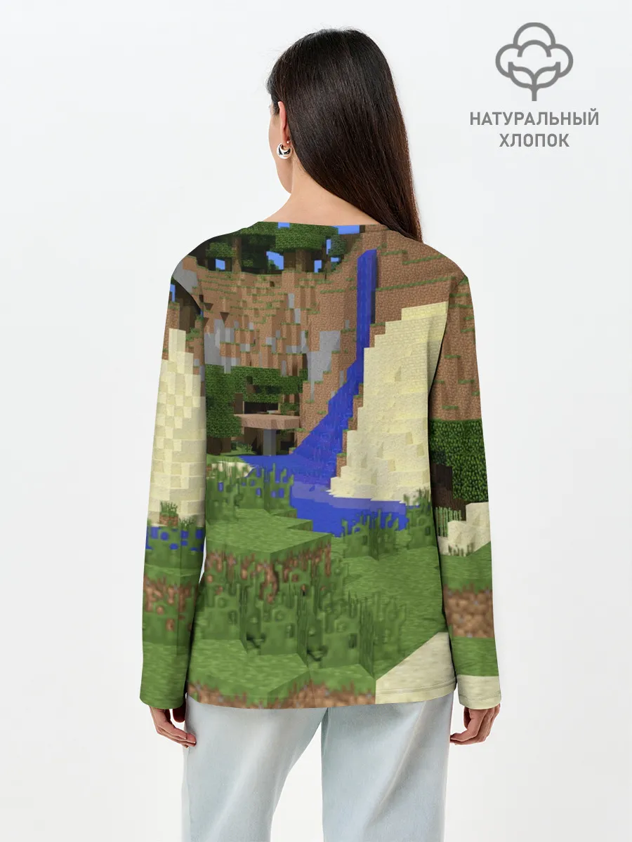 Лонгслив женский. Хлопок / Стив и эндермен.